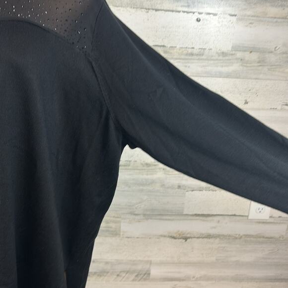 T Tahari Woman Plus Size Tunic 2X Mesh Rhinestones Long Sleeve Soft Stretchy Top - Picture 4 of 9